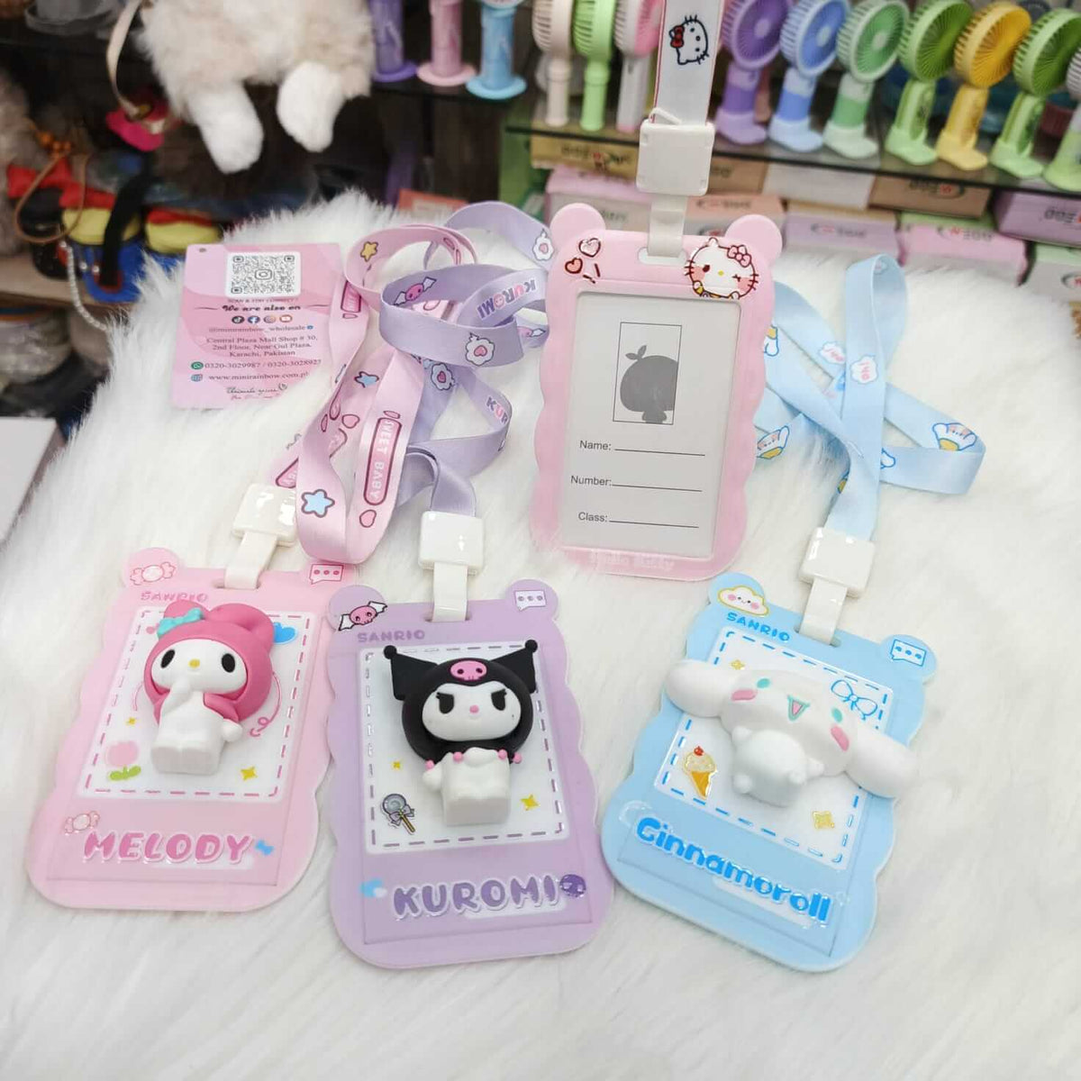 3D Cute Sanrio Cartoon ID Card Holders for Children with Lanyard