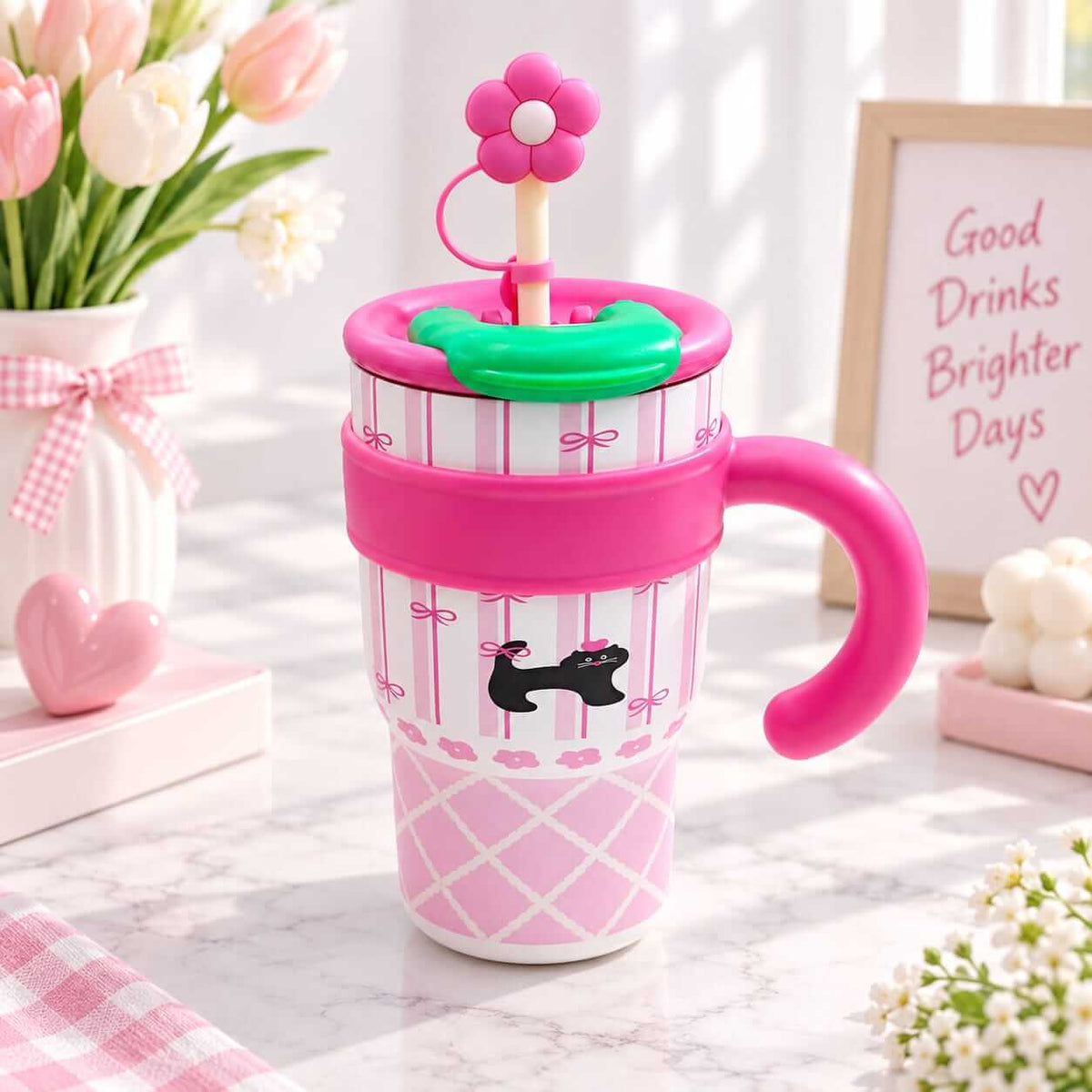 Cute Stainless Steel Tumblers | Dual Drinking | Sus 316 | 600 ml | Hot & Cold