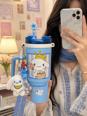 Sanrio Stainless Steel Tumbler with Accesories ( Sus 306 ) Handle , Keychains , Stopper Combo | Hot / Cold Long Time 🔥❄