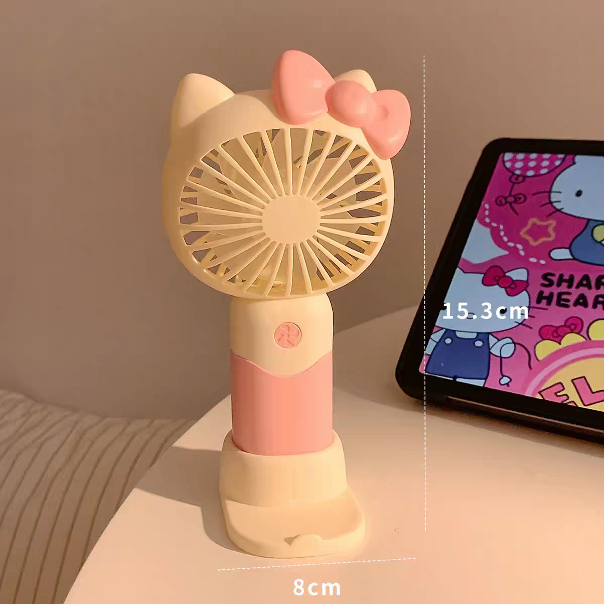 Hello Kitty Mini Size Rechargeable Hand Fans with Stand