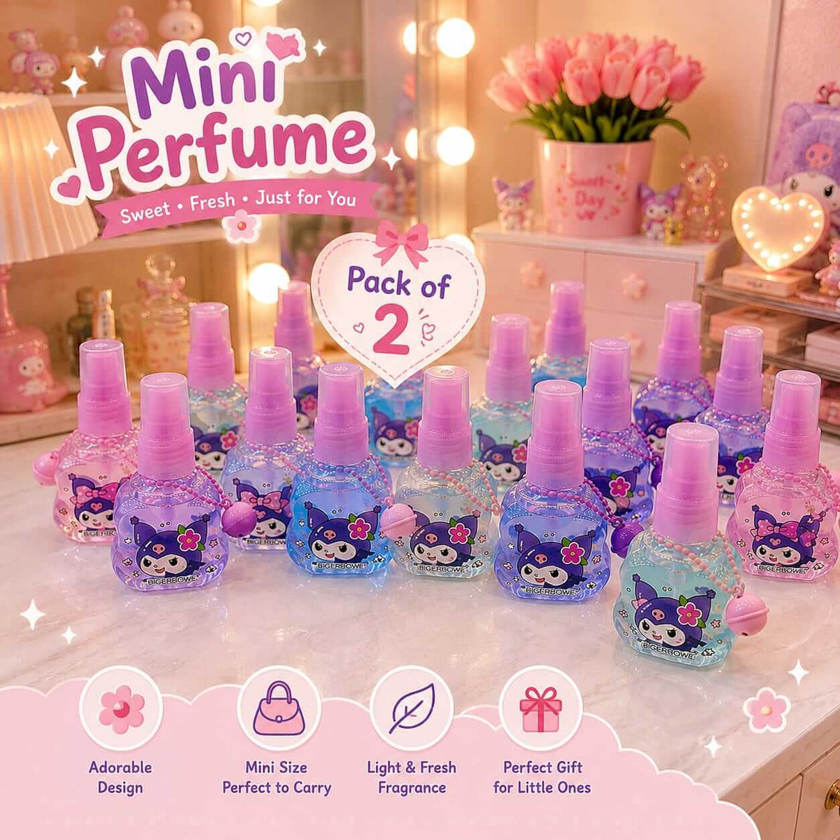 Kuromi Pack of 2 Mini Size Perfumes for Girls