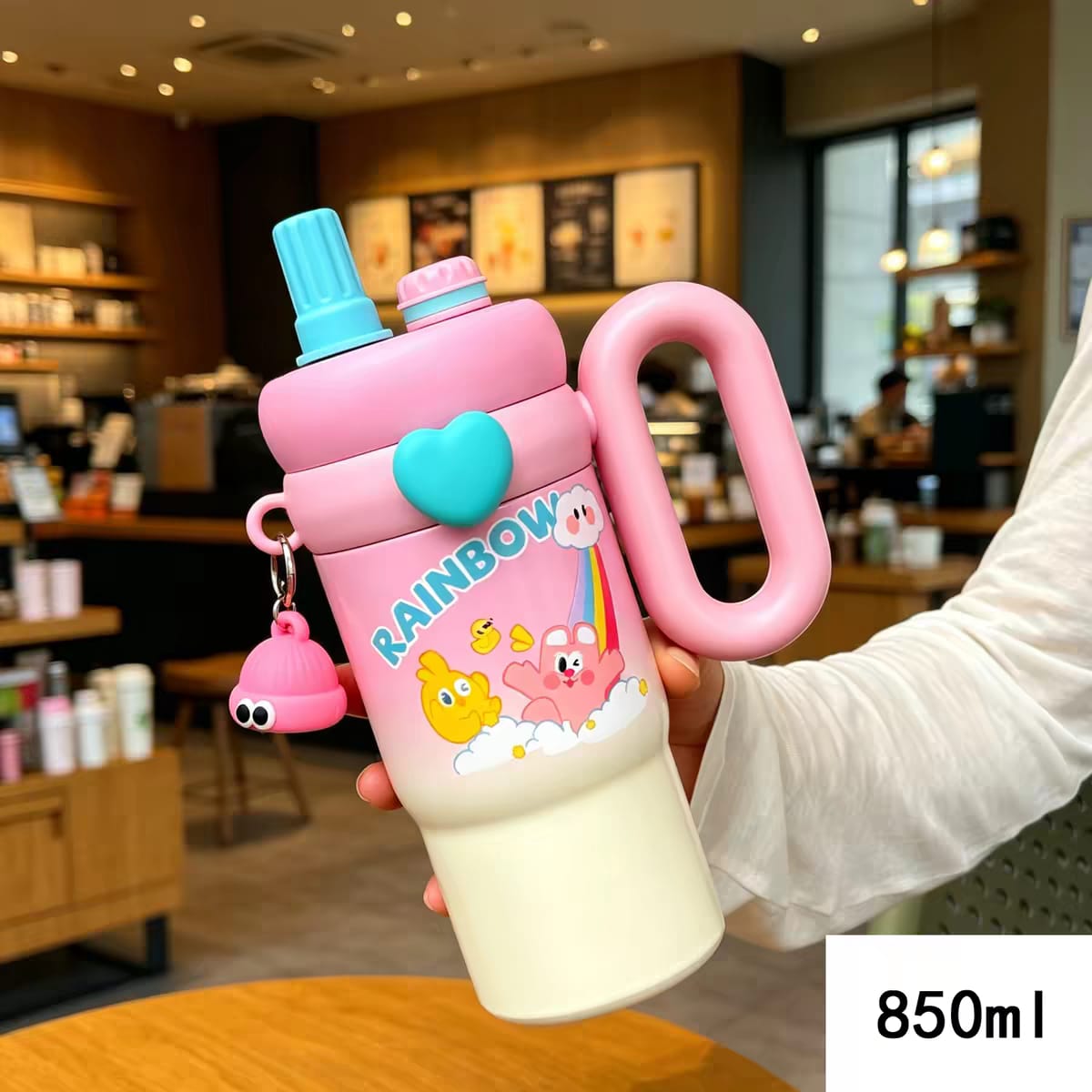 Mini Rainbow® Stainless Steel Cute Tumblers with Keychain | 850 ML | Hot & Cold 🔥❄