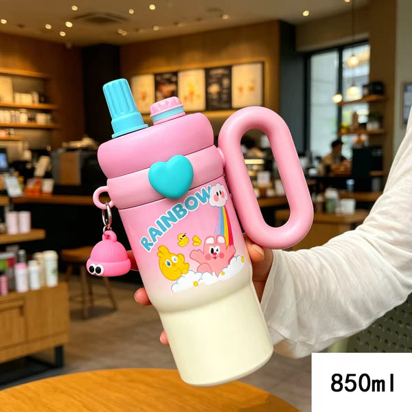 Mini Rainbow® Stainless Steel Cute Tumblers with Keychain | 850 ML | Hot & Cold 🔥❄