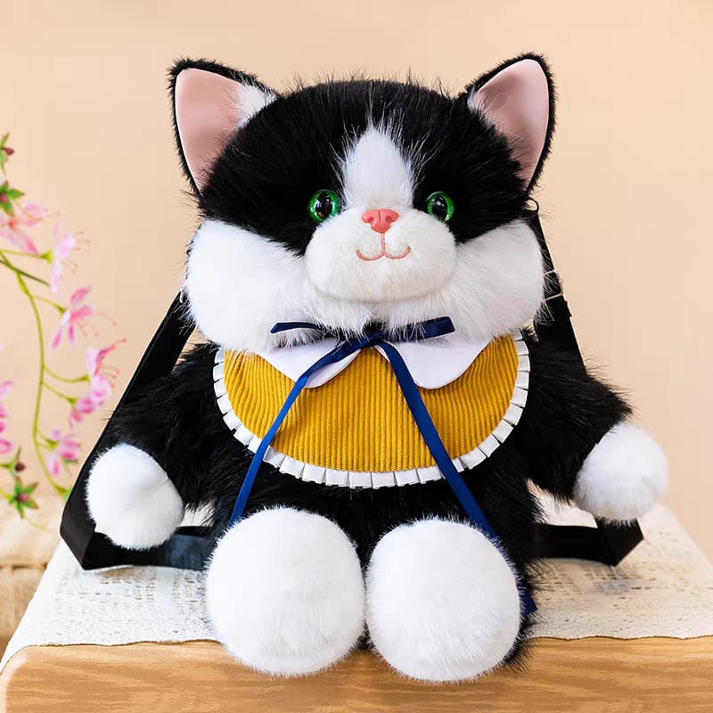 Large Plush Cat Backpack with Meow Sound – 18 × 9 Inch | Zipper Pocket