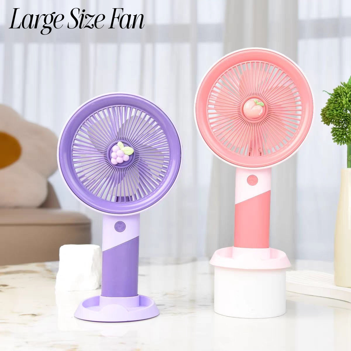 Large Size Premium Rechargeable Fans with Stand • 800 mah Battery • Type C charging