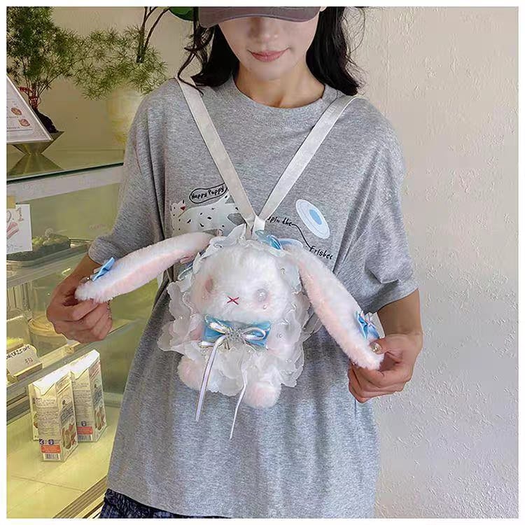 Fancy Plush Rabbit Small Size Girls Backpacks • Size 7 × 6 Inch