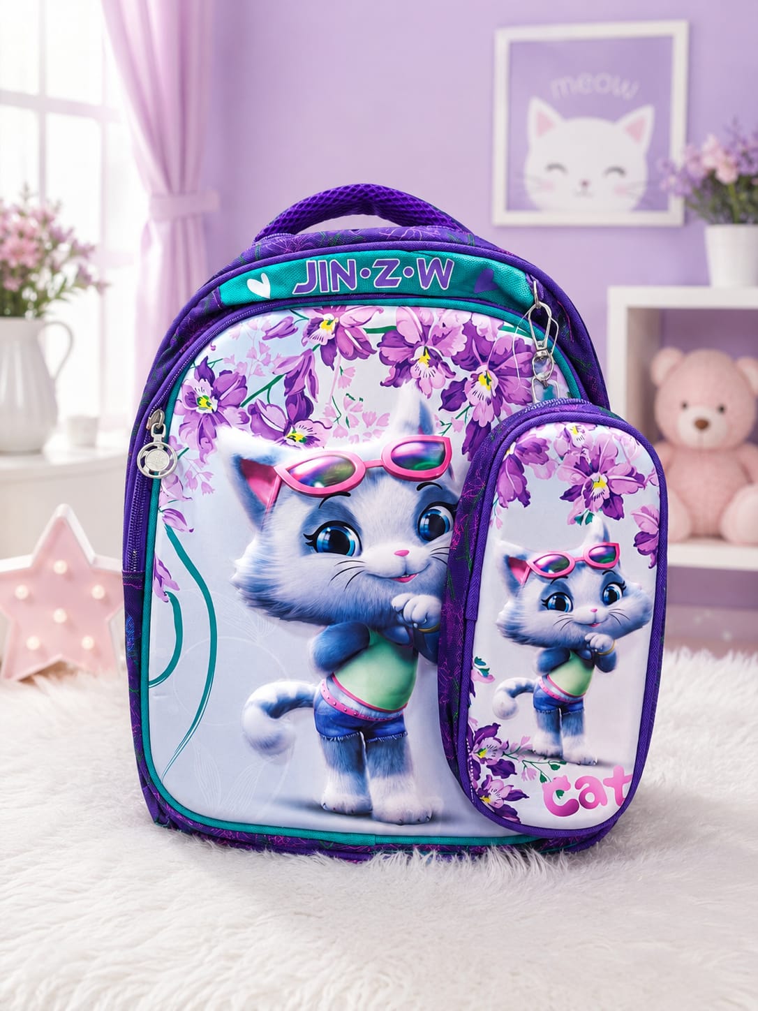 Cute Kids Parachute Backpacks with Pencil Pouch – 15 × 12 Inches | Nursery to Class 1