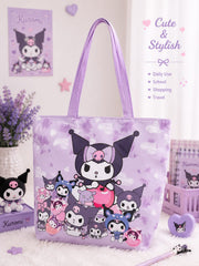 Sanrio Cute Traveling Tote Bags | Large Capacity | Zipper Pocket | Size 17 × 13 Inches