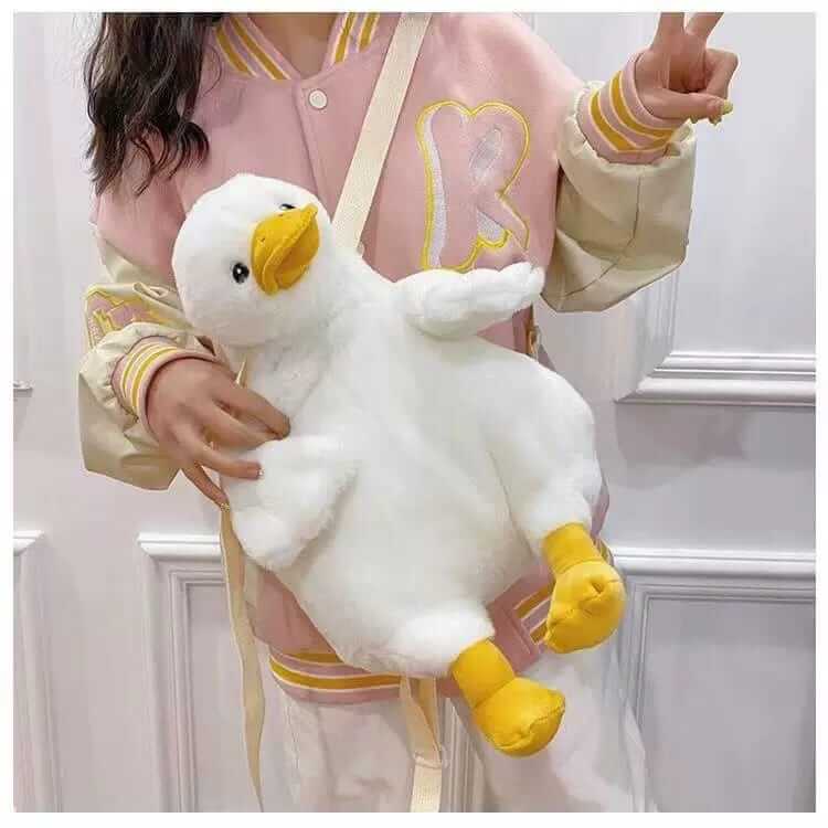 Plush Fluffy Duck Backpacks | Zipper Pocket | Large Size