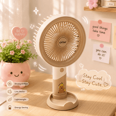 WEGO™ Rechargeable Portable Desk & Hand Fan – 3 Speed | Type-C Charging | 800mAh | Size 9 × 5 Inch