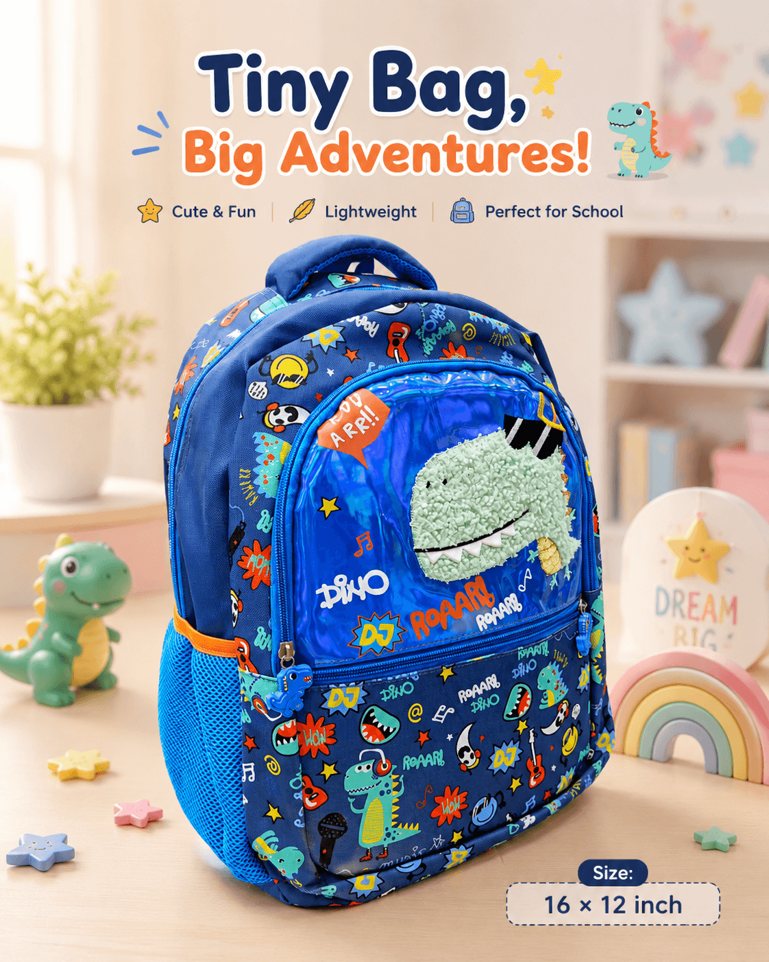 16 × 12 Inch Trendy School Backpacks For Childrens