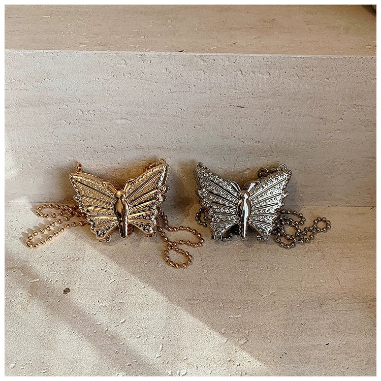 🦋 Glam Butterfly Mini Metal Clutch Bag – With Inside Mirror🦋