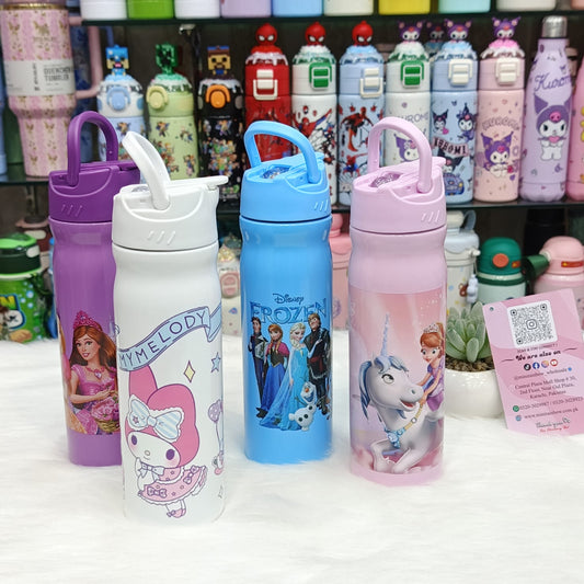 Kids Stainless Steel Water Bottle – 500ml | Cartoon Insulated School Flask