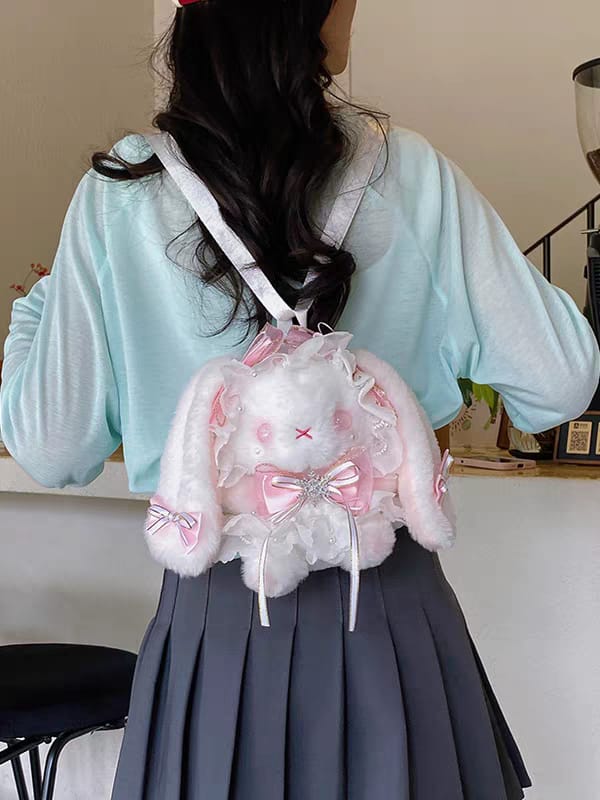 Fancy Plush Rabbit Small Size Girls Backpacks • Size 7 × 6 Inch