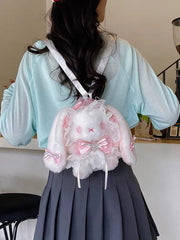 Fancy Plush Rabbit Small Size Girls Backpacks • Size 7 × 6 Inch