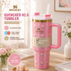40 Oz Stanley Floral Stainless Steel Vacuum Insulated Tumbler with Handle & Straw