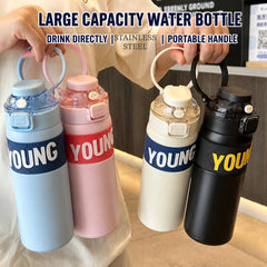 Young Premium SUS 304 Stainless Steel Thermal Water Bottle – 650ml | Dual Drinking Lid | Hot & Cold Insulated