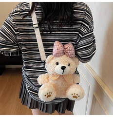 🐻 Cute Teddy Bear Plush Crossbody Bag for Girls – Soft Stuffed Shoulder Purse