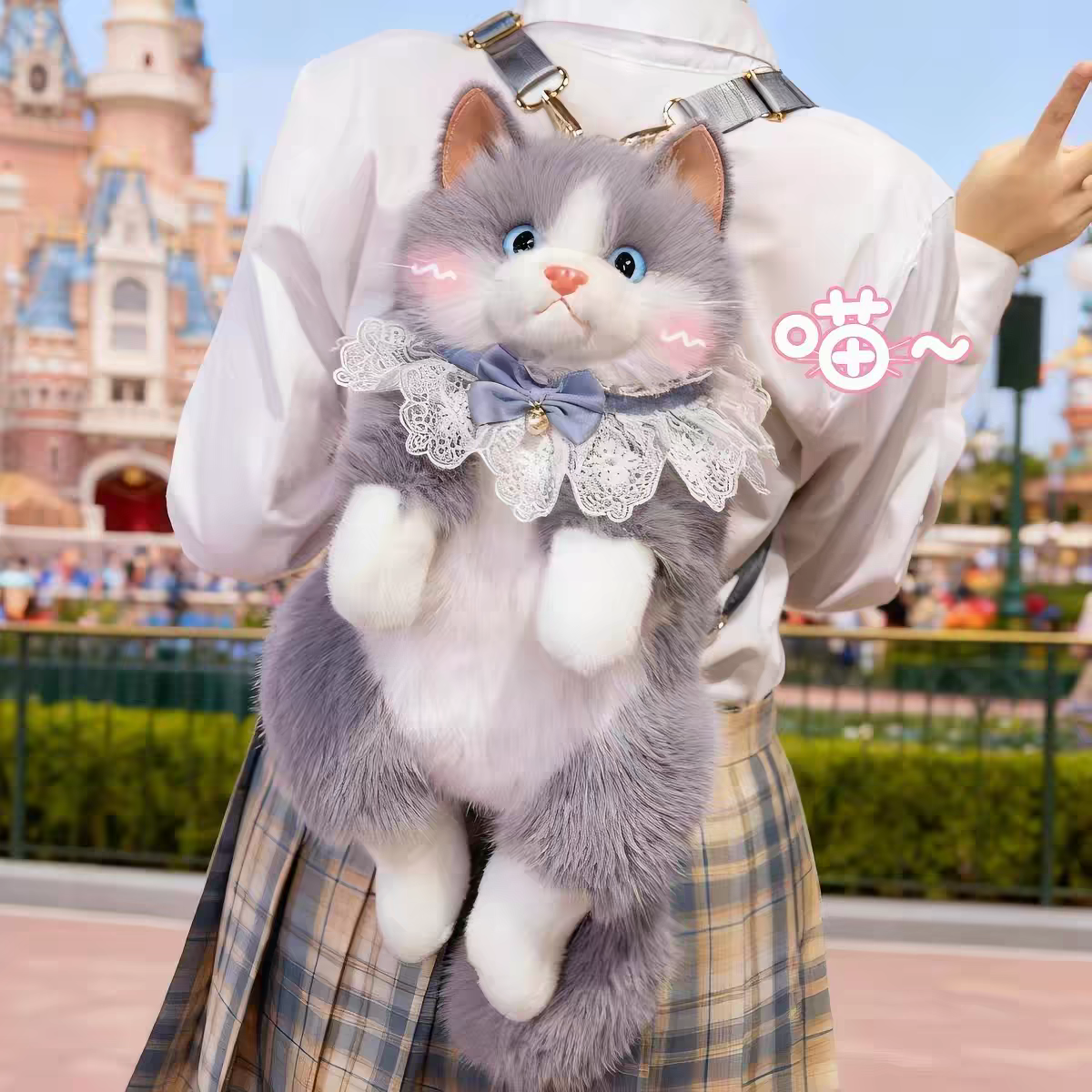 😻 Large Size Plush Fur Cat Backpack with Meow Sound 🔊