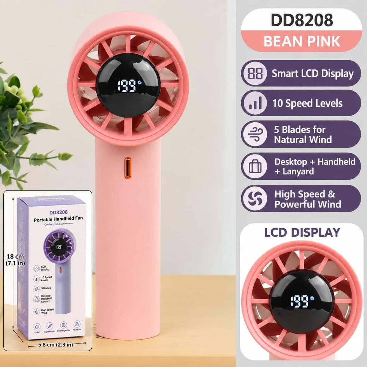 Professional 200 Speed Mini Rechargeable Cooling Fans - Turbo Wind - Type C