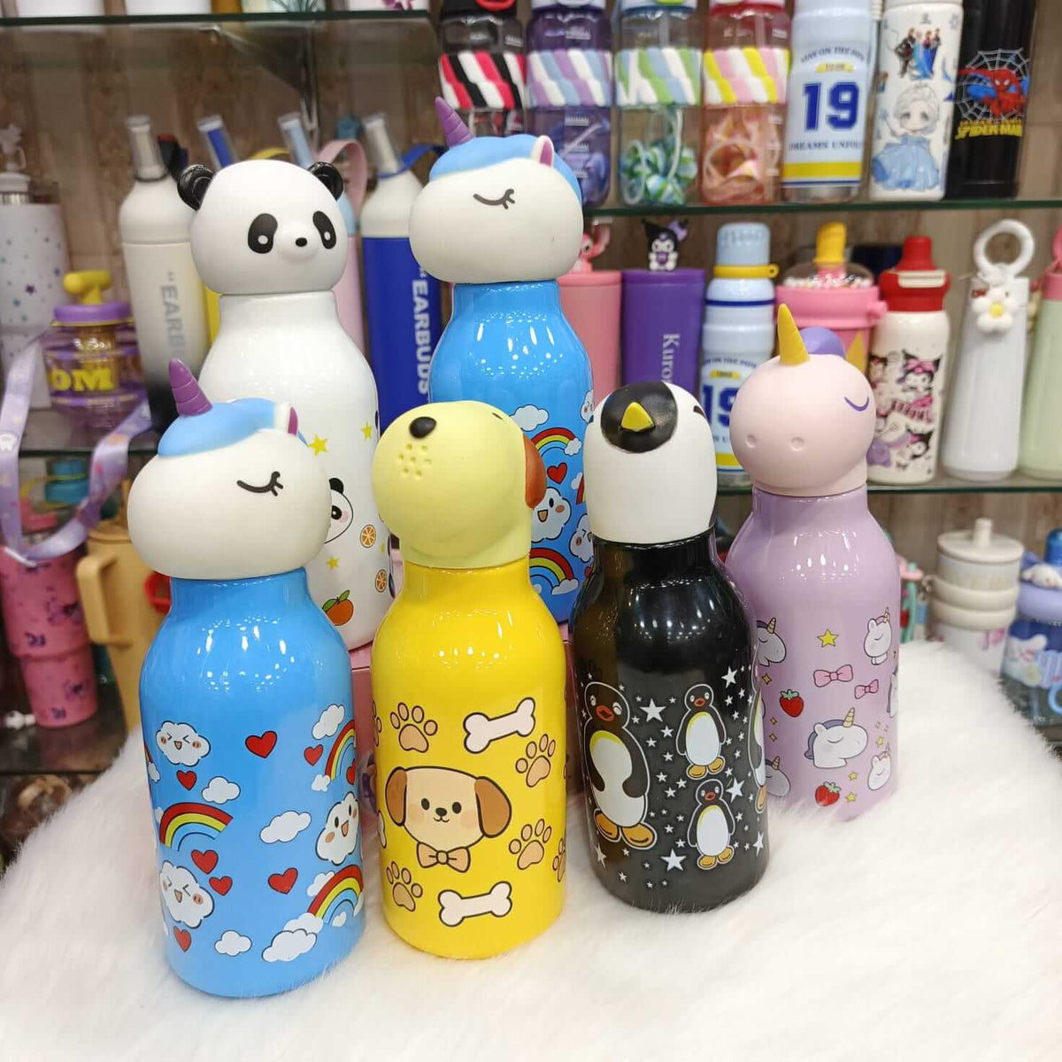 Plastic Material Cartoon Face Mini Water Bottles – 380ml