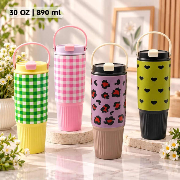 Minirainbow™ Stainless Steel Tumbler with Handle - 30 Oz / 890 ml