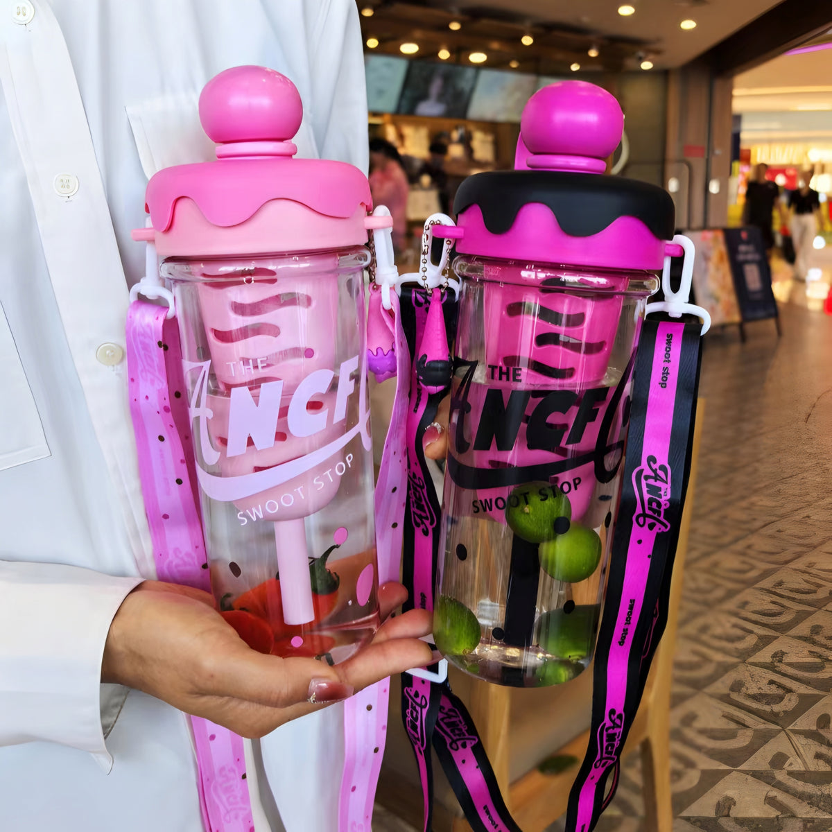 Sweet Cone Ice Cream Water Bottle – 880ml Leak-Proof with Strap