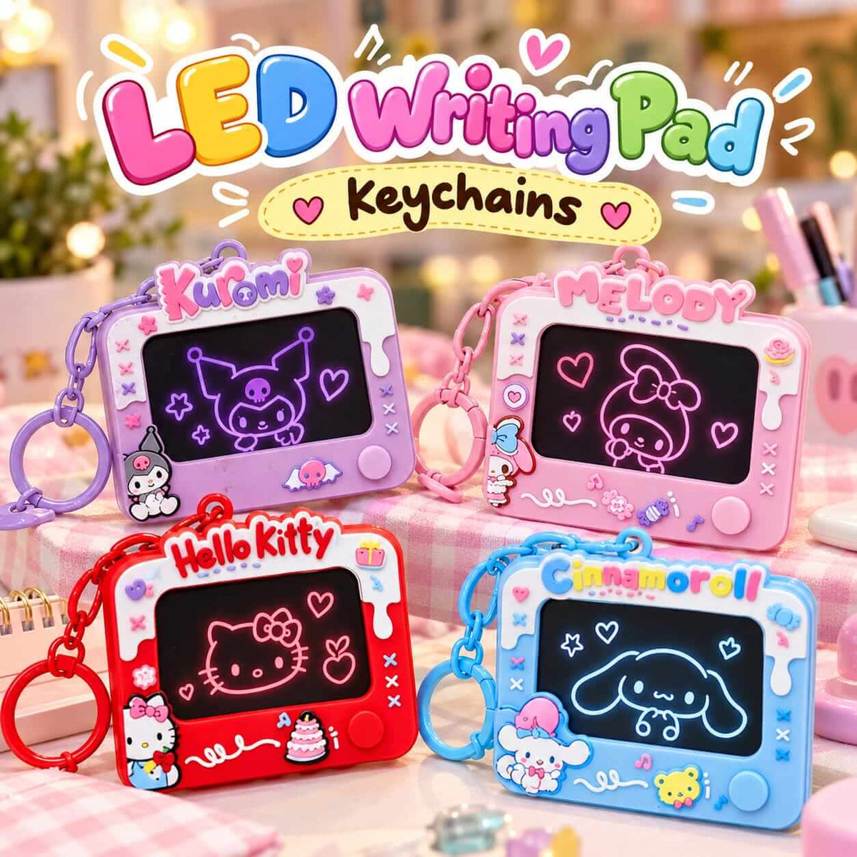 Mini LCD Writing Tablet Keychain & Bag Charms