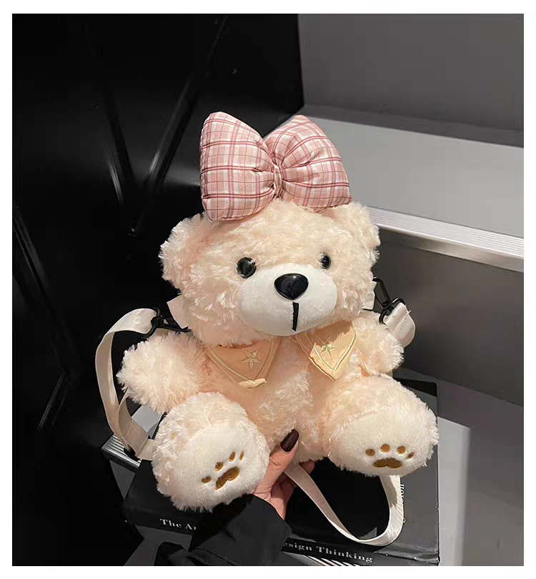 🐻 Cute Teddy Bear Plush Crossbody Bag for Girls – Soft Stuffed Shoulder Purse