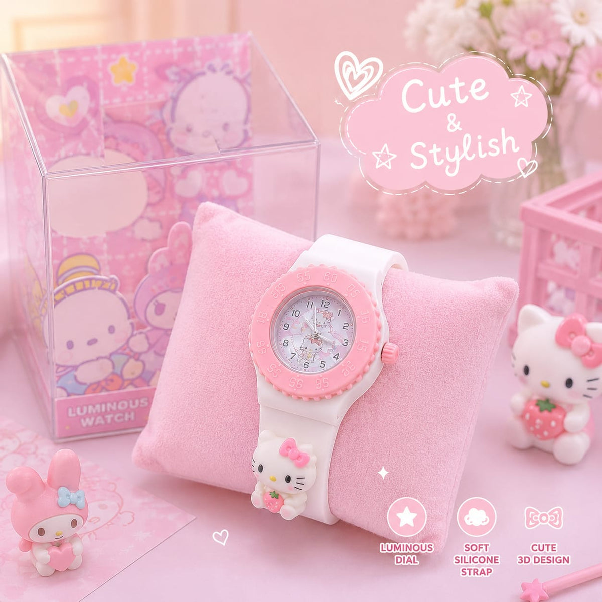 Sanrio Premium Analog Watches For Children's | Soft Silicone Adjustable Strap