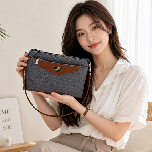 Premium Soft Leather Women's Long Crossbody Bags | 2 Zips Pocket | Size 10 × 6 Inches