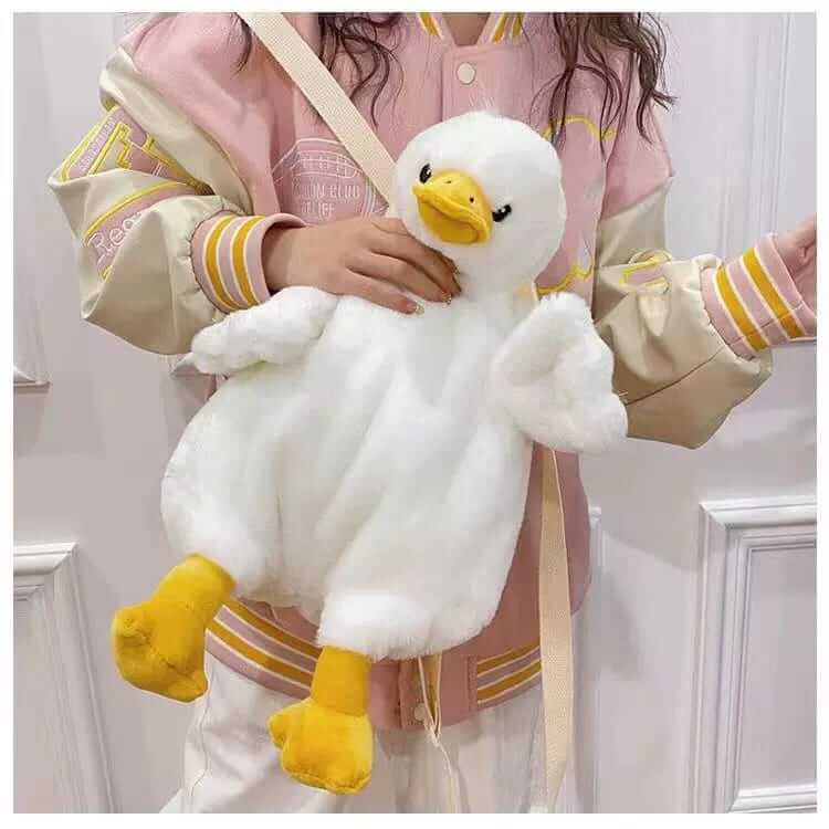 Plush Fluffy Duck Backpacks | Zipper Pocket | Large Size
