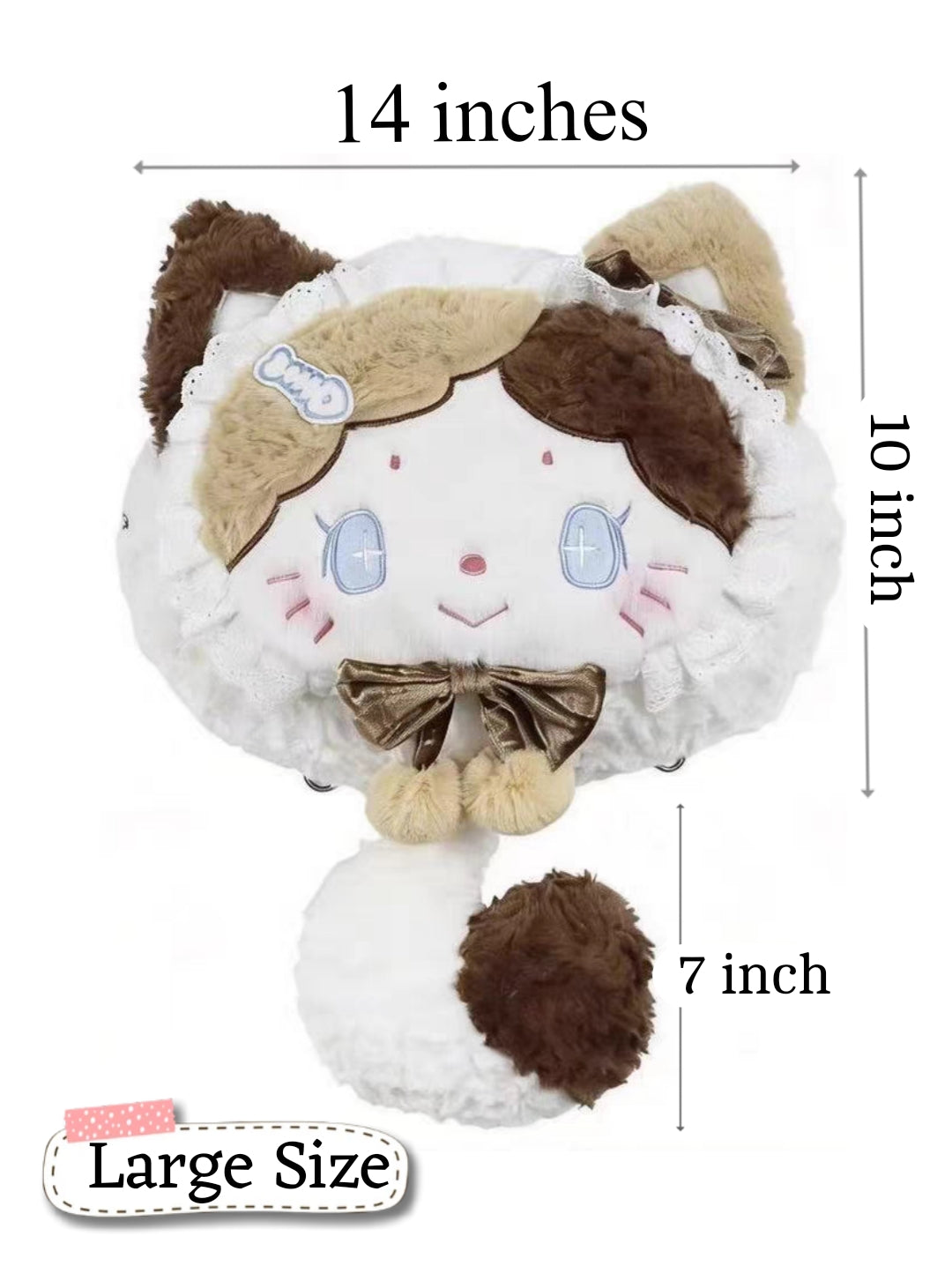 Kawaii Large Size Plush Cat Backpack for Girls | Zipper Pocket