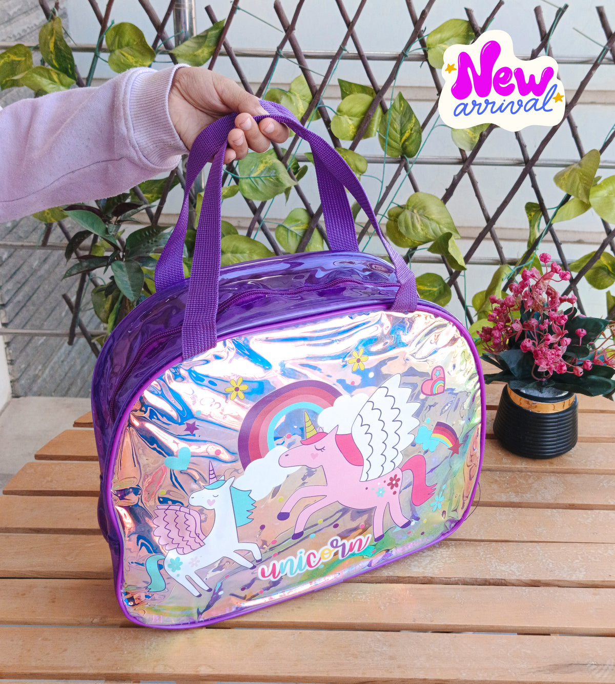New Large Holographic Traveling Bags For Kids ( Size 13 × 10 Inch )
