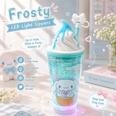 Sanrio Led Light Jelly Frosty Sippers ❄️ Built-in Freezer Gel Cooling 🌈 Color Chaging Lights With Bow Stopper