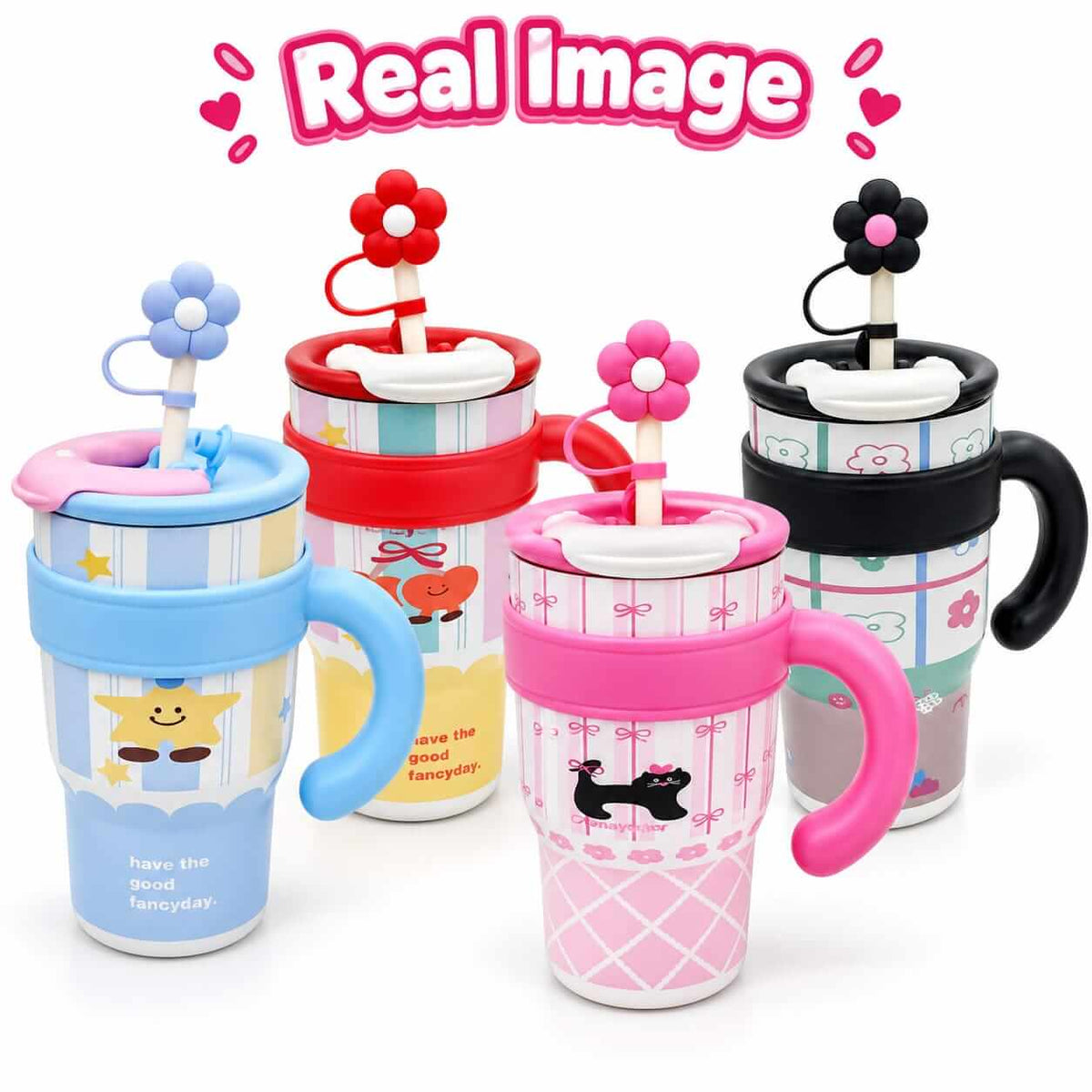 Cute Stainless Steel Tumblers | Dual Drinking | Sus 316 | 600 ml | Hot & Cold