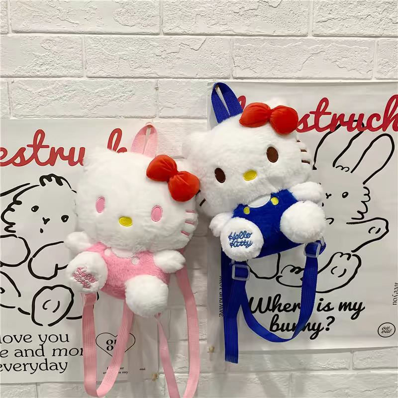 Hello Kitty Plush Mini Backpack for Girls , Plush Soft ( 8 × 7 Inch )