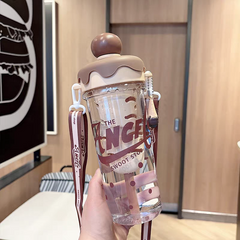 Sweet Cone Ice Cream Bottle – 880ml Leak-Proof Kids Tumbler with Strap