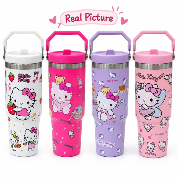 Hello Kitty Stainless Steel Handle Tumblers For Girls - 30 Oz / 890 ml - Hot & Cold