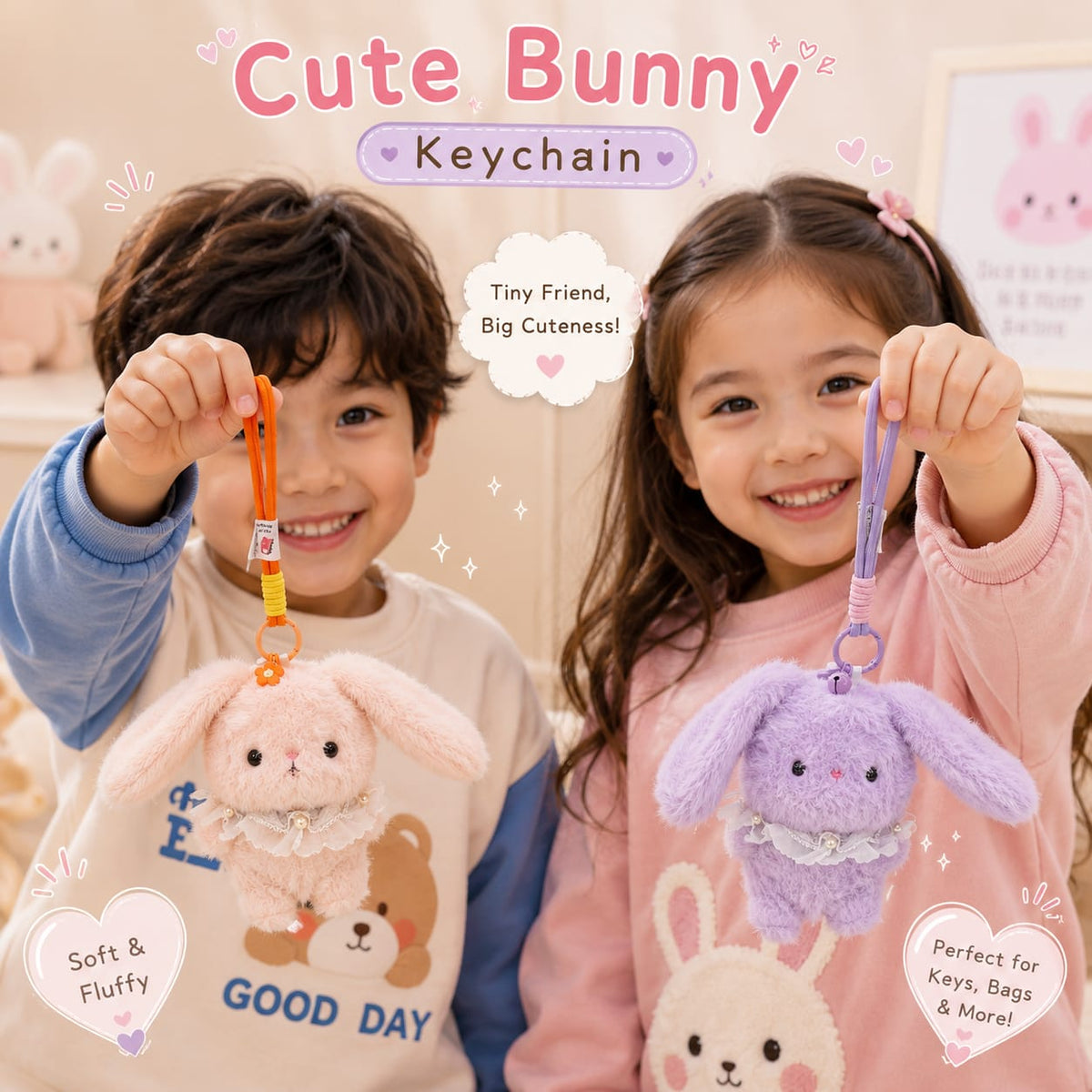 💞 Scented Plush Bunny Keychain – Ultra Soft Rabbit Bag Charm
