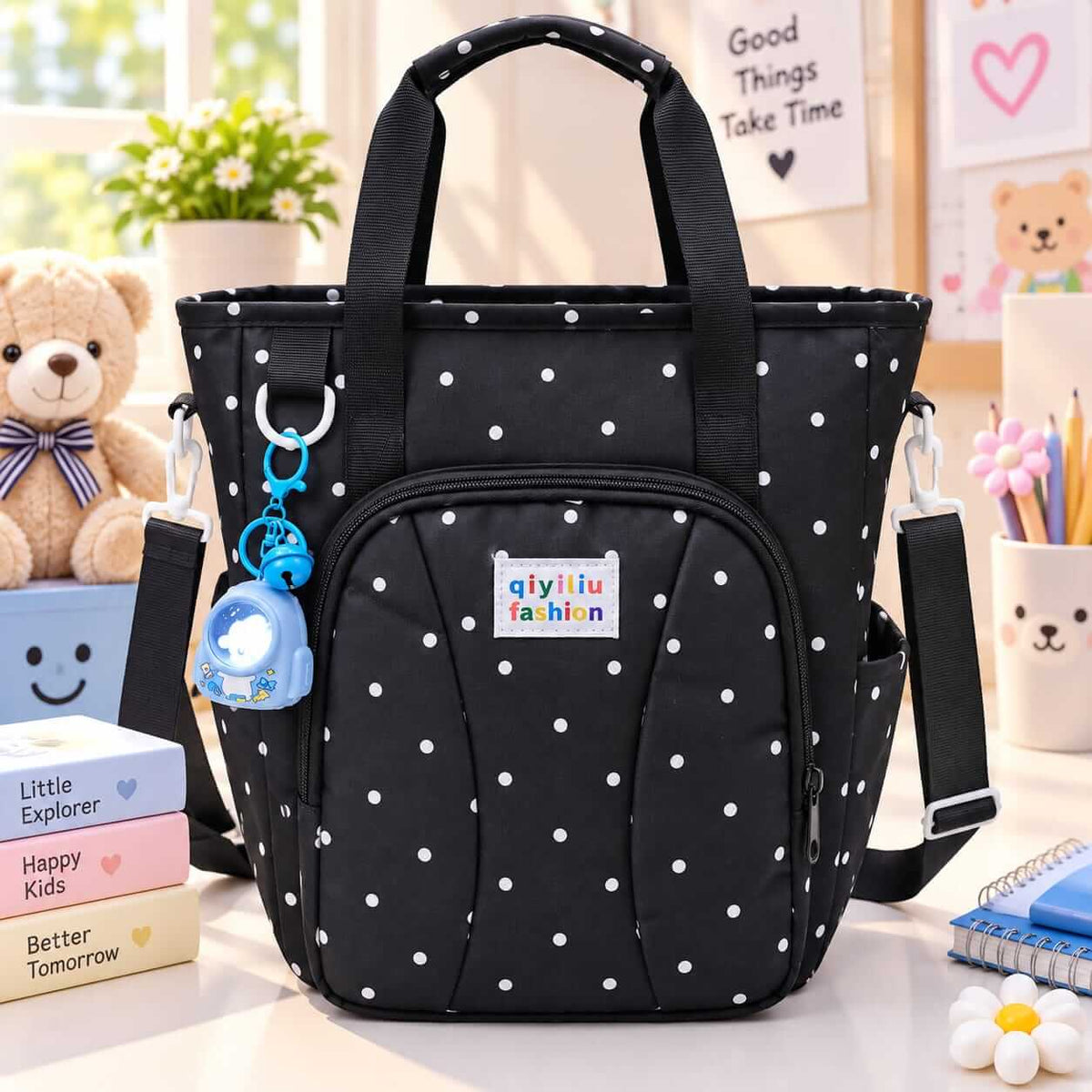 2-in-1 Kids Parachute Traveling Tote Bag / Backpack With Led Keychain ( Size 14 × 10 Inch )