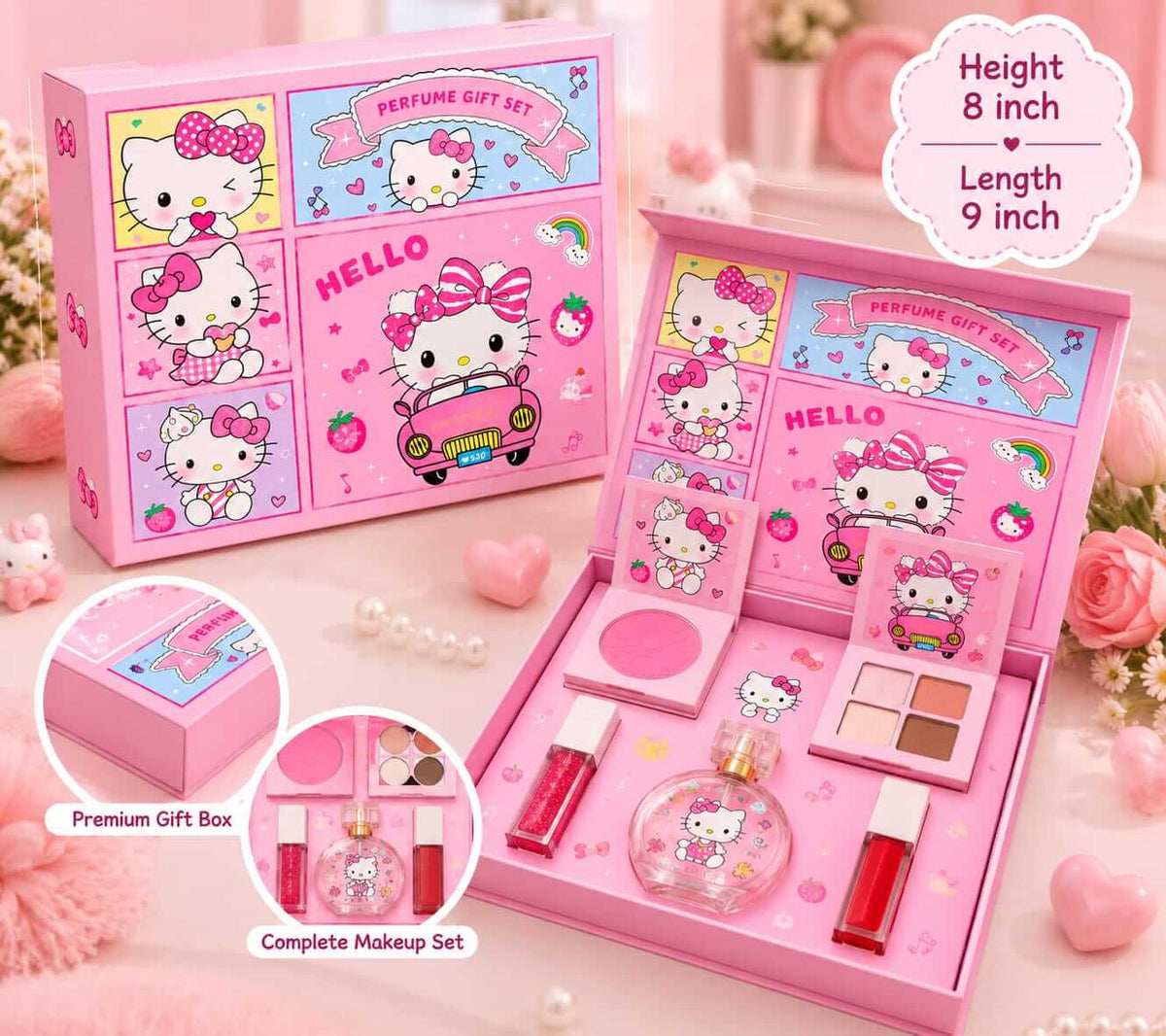 Hello Kitty Premium Makeup & Perfume Gift Set – Pack of 5