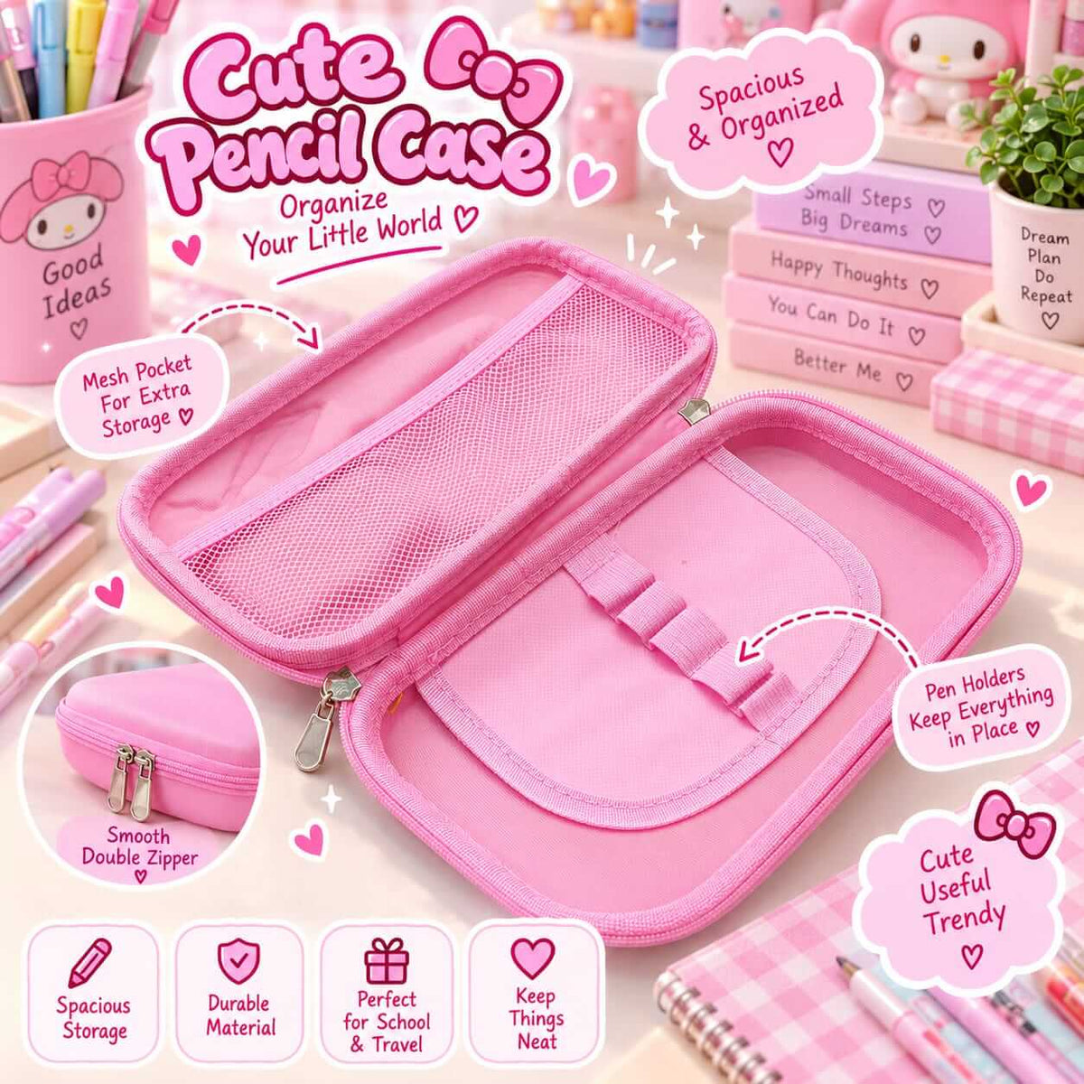 3D Sanrio Calculator Fiber Pencil Case – 8 × 5 Inch