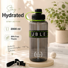 2000ml Sports Hydration Bottle | BPA Free Water Bottle with Straw & Carry Strap