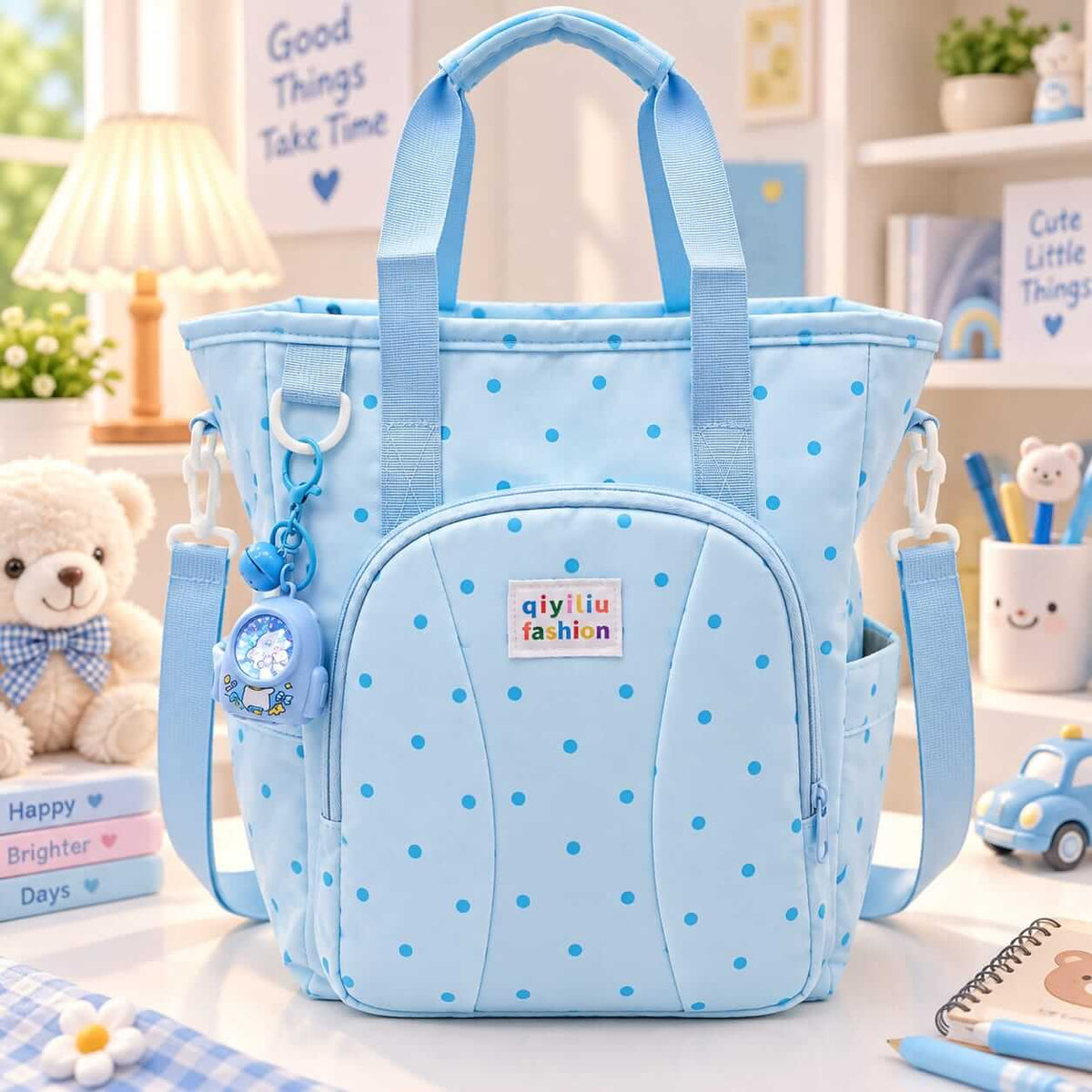 2-in-1 Kids Parachute Traveling Tote Bag / Backpack With Led Keychain ( Size 14 × 10 Inch )