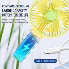 High Speed Large Rechargeable Hand Fans | 3 Speed Modes | Type C Charging