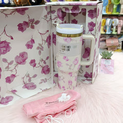 Original Stanley x LoveShackFancy Floral Stainless Steel Tumbler Gift Set – Premium Gift Box | Tumbler Bag | Bow Stopper