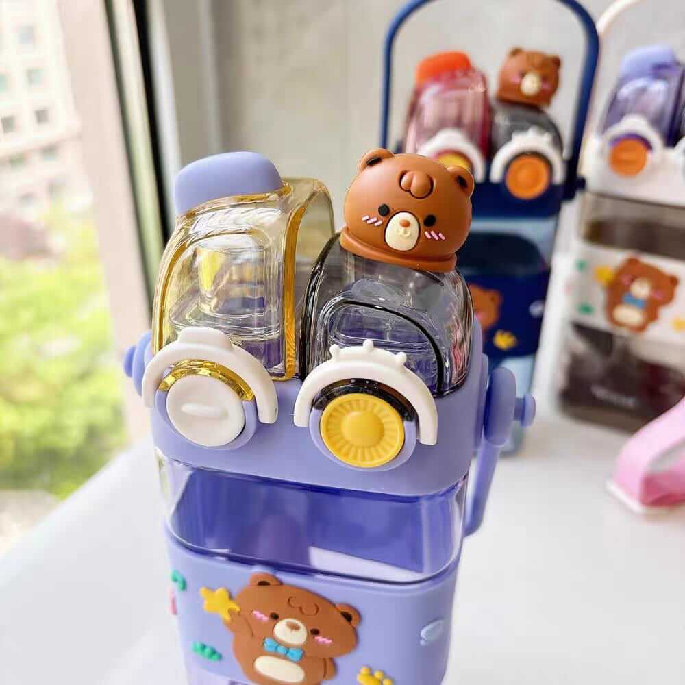 Cutest Bear Kids Dual Drinking Water Bottles | BPA Free |  580 ml