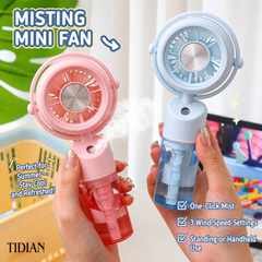 Aqua Breeze™ Rechargeable Mini Mist Cooling Fans | 3 Speed Modes | Type C Charging
