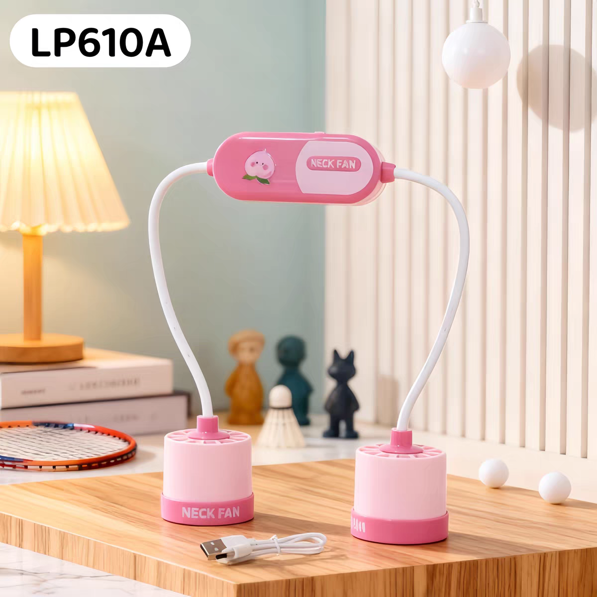 Rechargeable Portable Cooling Neck Fan – Dual Head Hands-Free Fan | 2 Speed Modes | 500mAh Battery | Type-C Charging